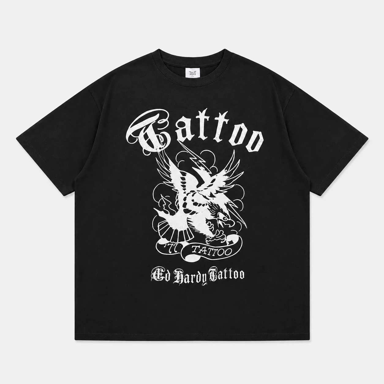 Ed Hardy Gothic Eagle Lightning Tattoo Print T Shirt Unisex Loose Oversized Harajuku Streetwear Cotton Summer Graphic Tee