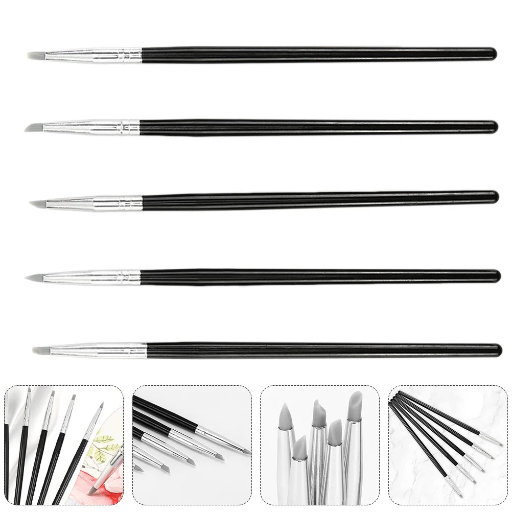 

5 Pcs White Silicone Pen Polymer Clay Sculpting Tools Sculpture Fluid Modelling Painting Supplies Dedicated Drawing Ceramics