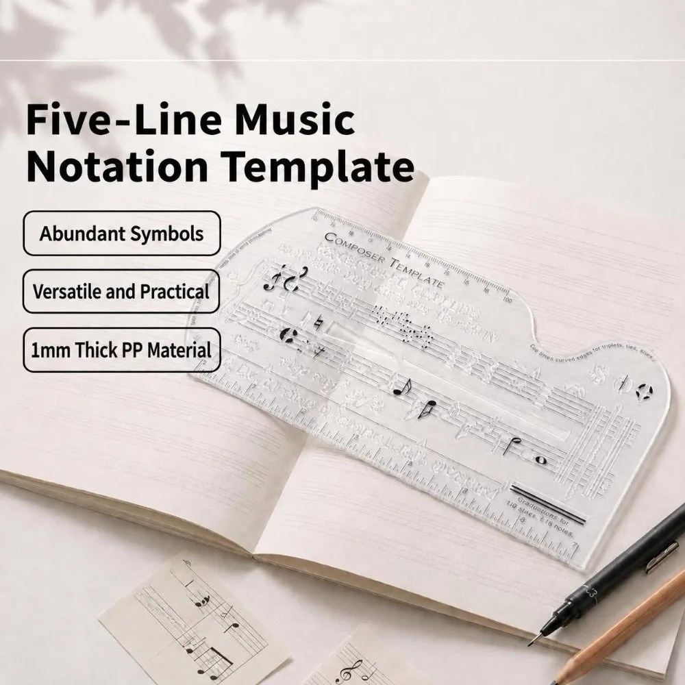 Plastic Music Composer Template Ruler Transparent Multifunctional Musical Staff Drawing Ruler Music Notation Template