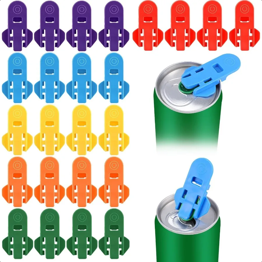 

24 Pcs Manual Easy Can Opener Colorful Drink Can Protector Cap Leakproof Soda Top Ring Opener Tool Premium Plastic Shields Prev