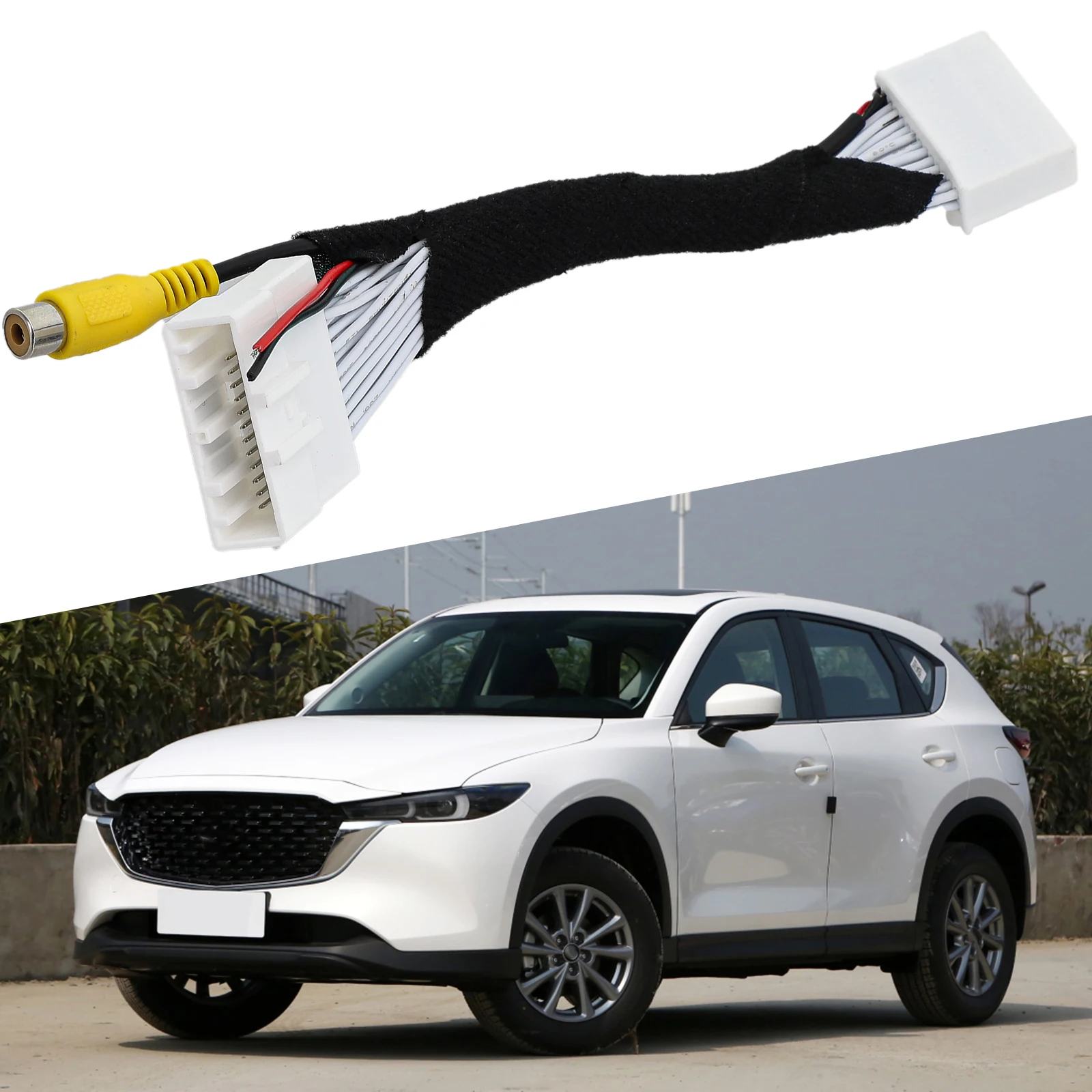 For Mazda CX5 Rear View Backup Camera Video Input Adapter Cable for Car Rearview Camera Installation and Connection
