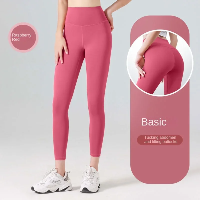 Neun-Punkt-Hose für Damen, Leggings, hohe Taille, einfarbig, Yoga-Sporthose, hochelastische Leggings, Laufen, Fitnesshose, 3XL – Detail 2