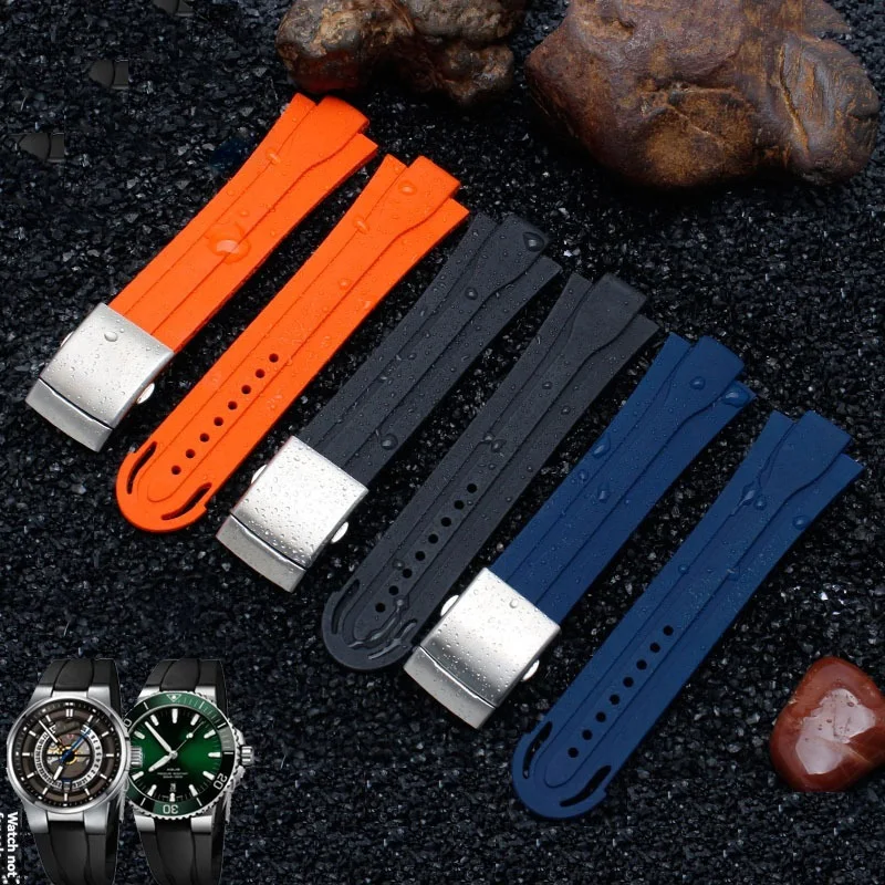 24x12mm Silicone rubber waterproof Sports Raised Mouth blue orange black fashion men watch strap band For ORIS 7730 7740 Series