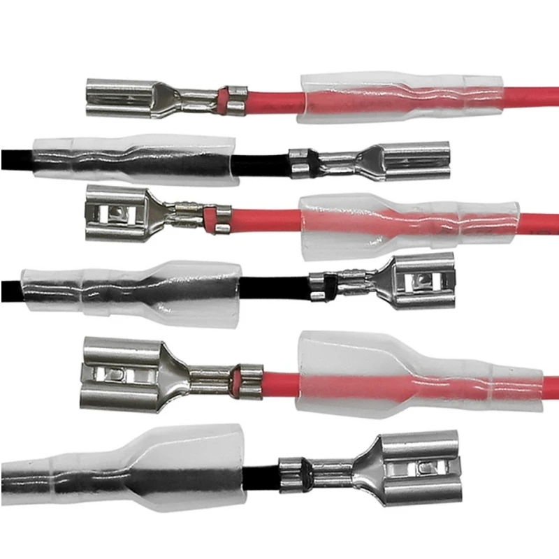 10 pcs cabeza simple/doble 2,8/4,8/6,3mm estañado terminales de engarzado de empalme rápido con Cable rojo y negro de 20/30cm