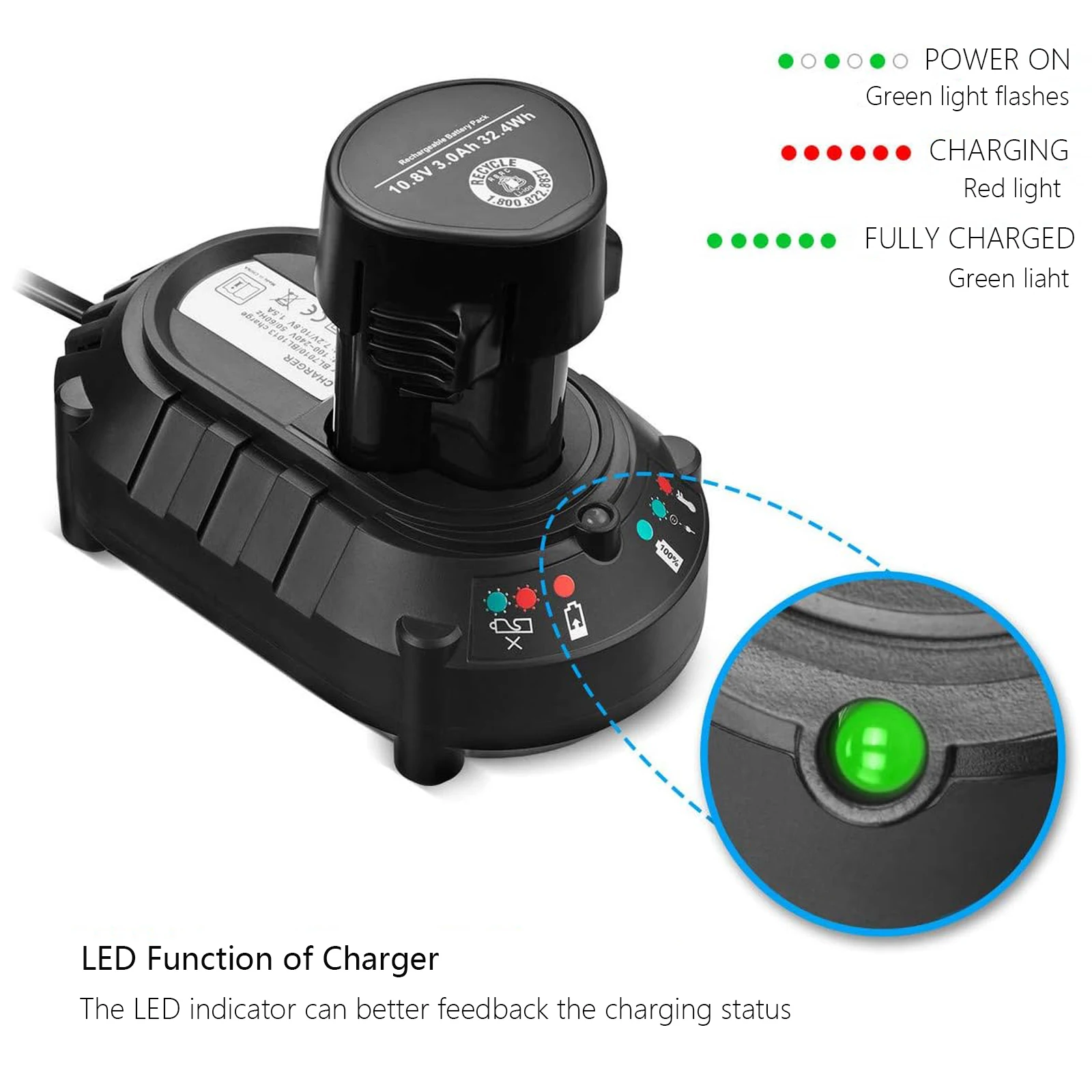 For Makita BL1013 BL1014 10.8V-12V Lithium-ion Batteries DC10WA Electrical Drill Screwdriver Tools Power Supply Charger