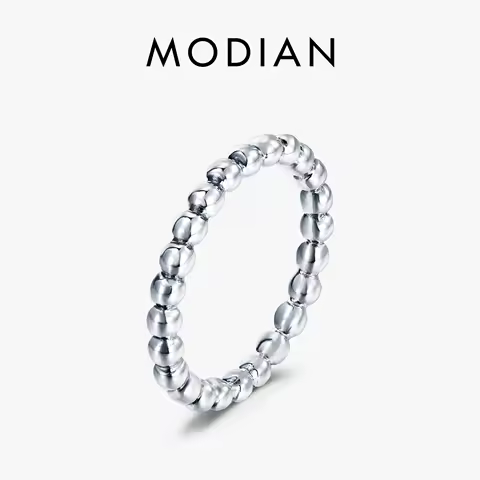 Modian Minimalist Simple Real 925 Sterling Silver Fashion Beads Stackable Finger Ring For Women Charm Wedding Fine Jewelry New