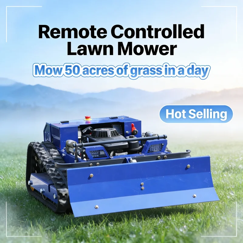 Customized Crawler Smart Remote Control Lawn Mower - Industrial Grade Agricultural Robot with Push Snow Shovel