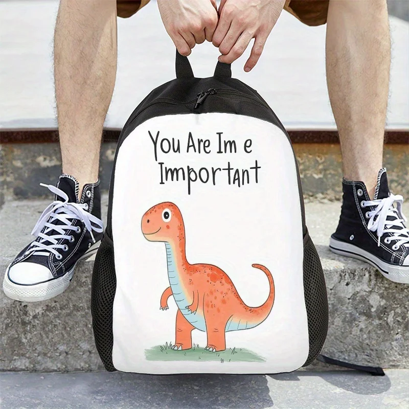 

1 Cute Dinosaur Backpack with "You're Important" Text and Smiling Dinosaur - Lightweight School Backpack for Boys and Girls