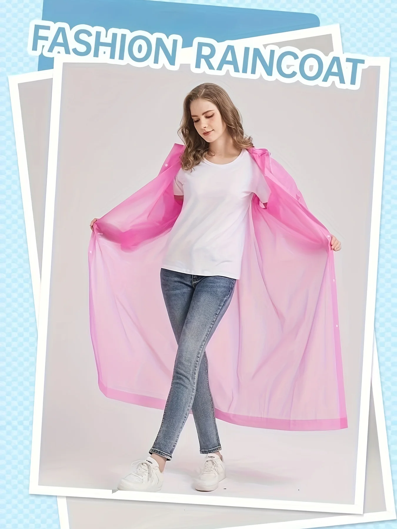 1pc/2pc Portable Thickened EVA Pink Outdoor Non-Disposable Overall Raincoat for Adults Traveling Convenient Outdoor Rainwear