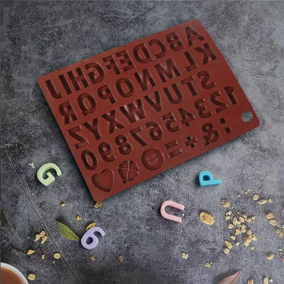English Letter Silicone Chocolate Mold Alphanumeric Candy Biscuit Jelly Ice Baking Mould Cake Decor Soap Candle Making Set Gifts view 5