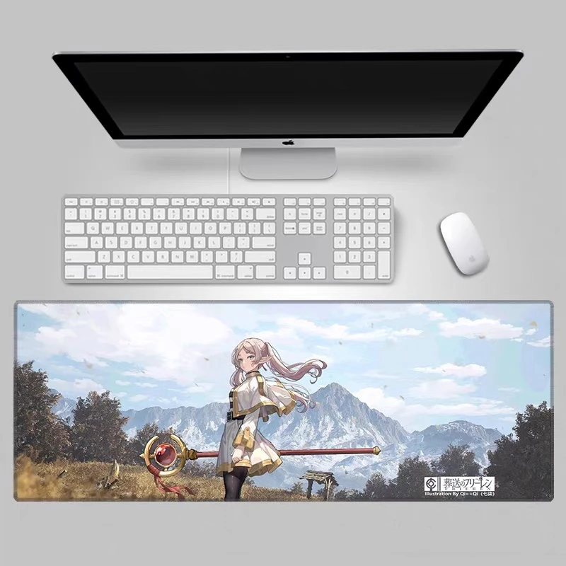 Popular Frieren: Beyond Journey’s End​​ Leather Mouse Pad Animation Peripheral Keyboard Pad Oversized E-sports Non-slip Tablemat