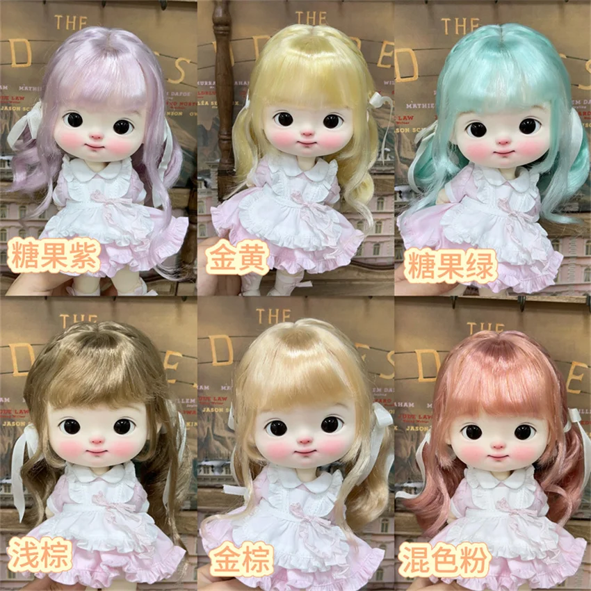 BJD wig Big Head Dian Dian &Blythe 1/3,1/4 MDD Doll Multi-colored wig Milk silk Double Ponytail BJDDoll accessories (no doll)