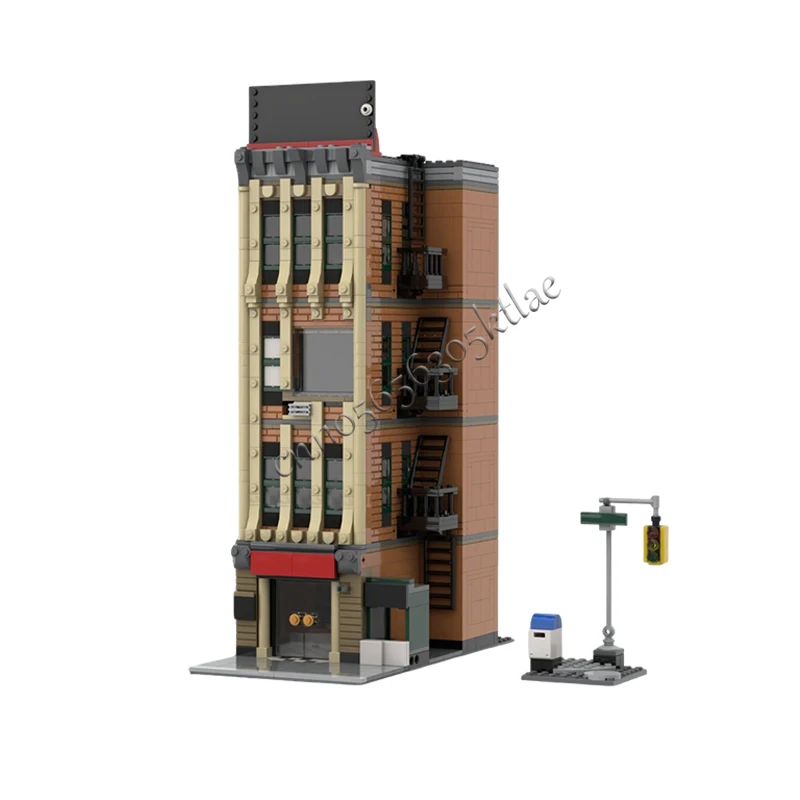 1588PCS MOC-76342 City Street Views Modular Heroes Gathering Apartment Build Blocks Diy Educational Assembly Kids Birthday Gifts
