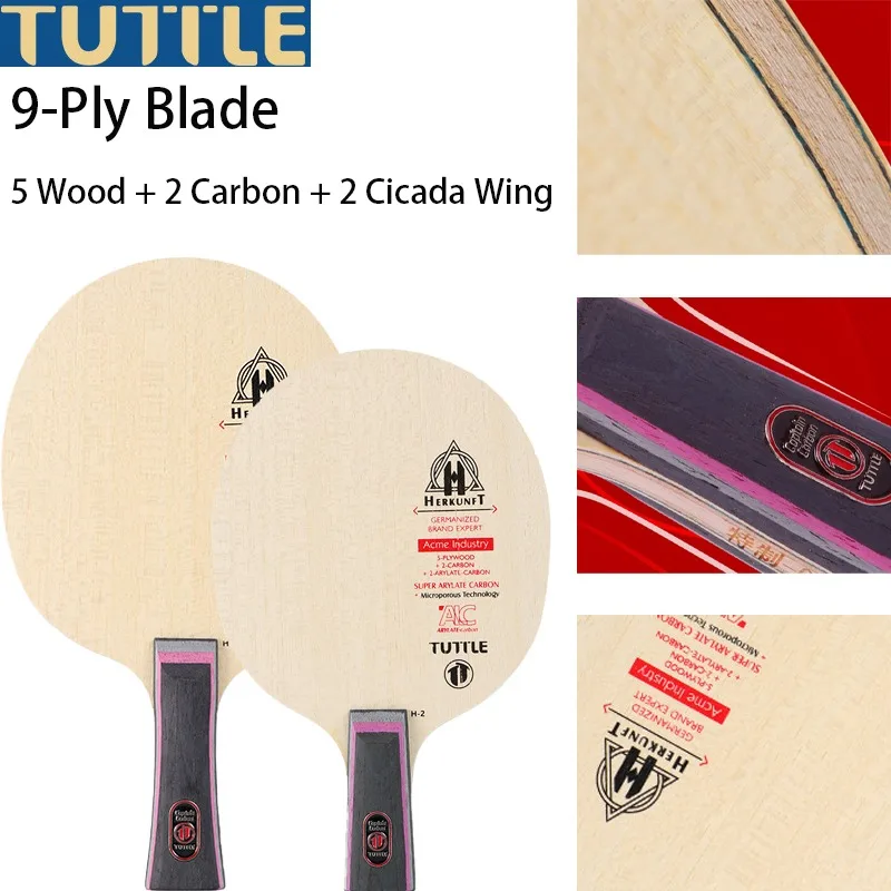 

TUTTLE Origin Series Ping Pong Blade 9-Layer Bottom Plate 5-Wood 2-Carbon 2 Cicada FL&CS Professional Table Tennis Blade