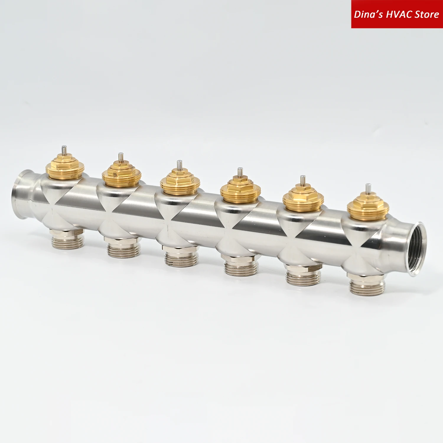 AiSi304 Stainless Steel Return Manifold with Thermostatic Screw Complete with Blue Manual Regulators G1