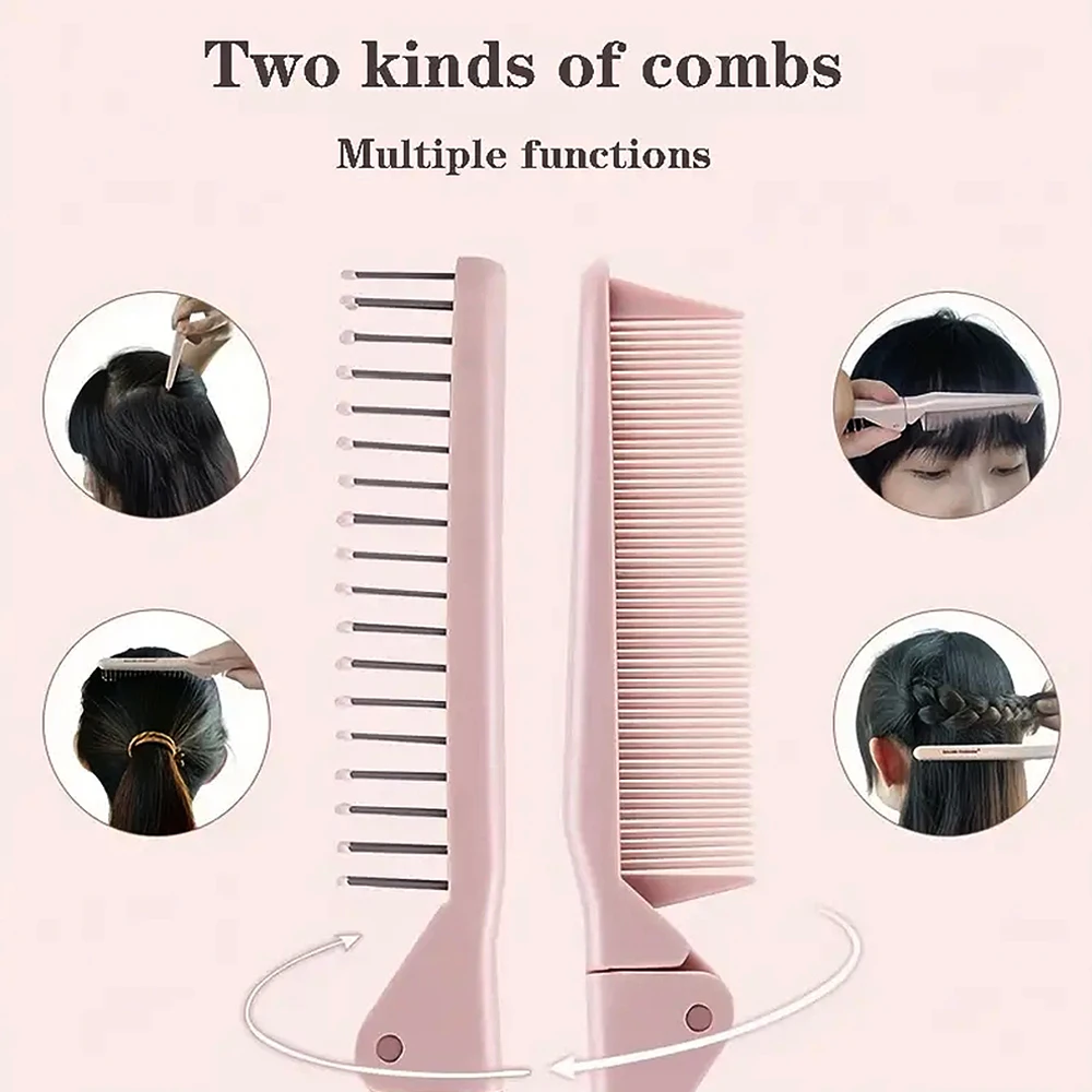 2 In 1 Folding Comb Portable Anti Static Double-Headed Hair Brush For Women Girls Travel Hairdressing Tools