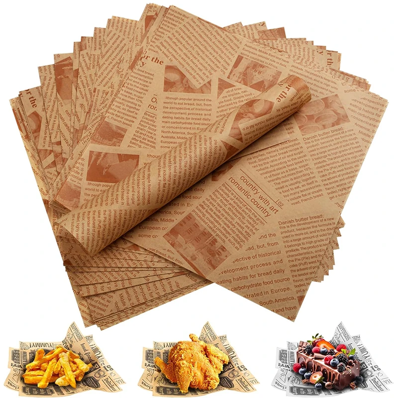 50 Pcs Parchment Paper Sheets Sandwich Wrap Wax Paper Deli Wax Paper Sheets Grease Resistant Tray Basket Liners Newsprint Paper