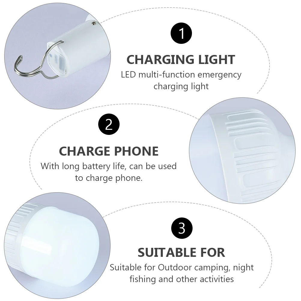 

Plastic LED Camping Lamp Rechargeable Emergency Light Outdoor Night Fishing Long Life Portable Phone Charging Tent