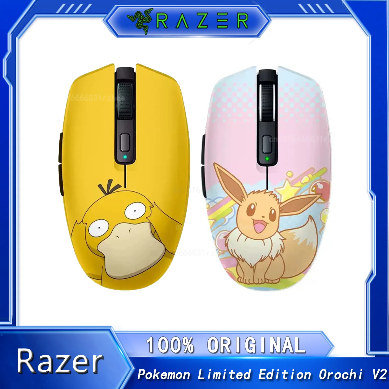 Razer Pokemon Eevee Psyduck Limited Edition Orochi V2 Wireless Mouse Ultra Lightweight Bluetooth USB Dual Wireless Modes