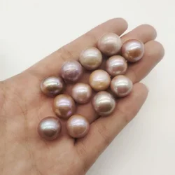 Natural Freshwater Baroque Pearl Beads Purple Edison Pearls Nearly Round Smooth Beads for Jewelry Making DIY Earrings Necklace