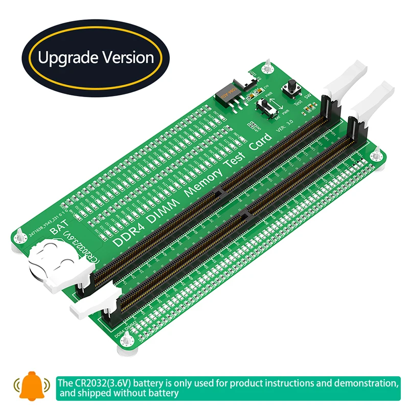 

Desktop Computer Motherboard Memory Slot 2x DDR4 DIMM Memory RAM Test Diagnosis Adapter With LED Indicators Long Latch Test Card