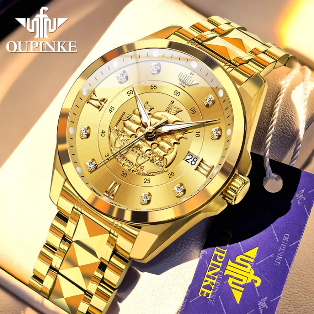 OUPINKE 3302 Original Swiss Movement Automatic Men's Busines Mechanical Watches High-end Luxury Brand Tungsten Steel Man Watch