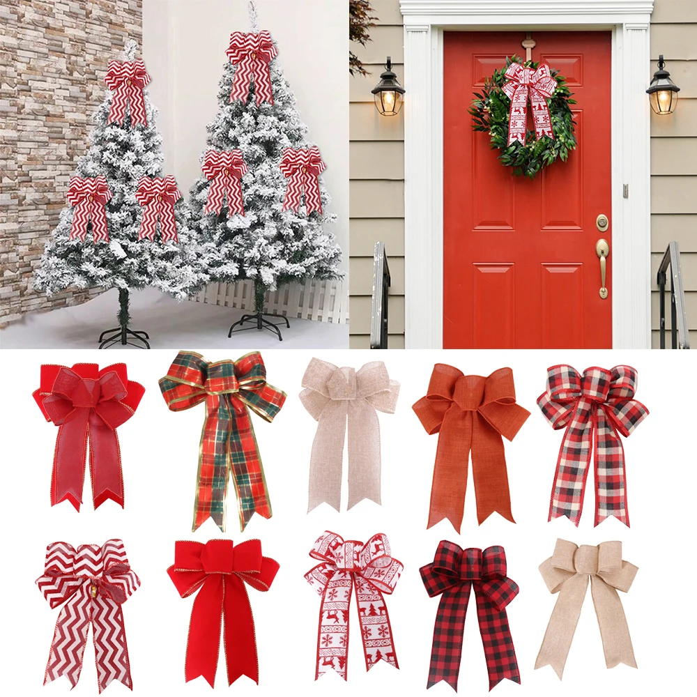 Diy Christmas Bows for Tree Christmas Party Christmas Garland Bow Decoration Suitable for Supermarket Showroom Home Decoration