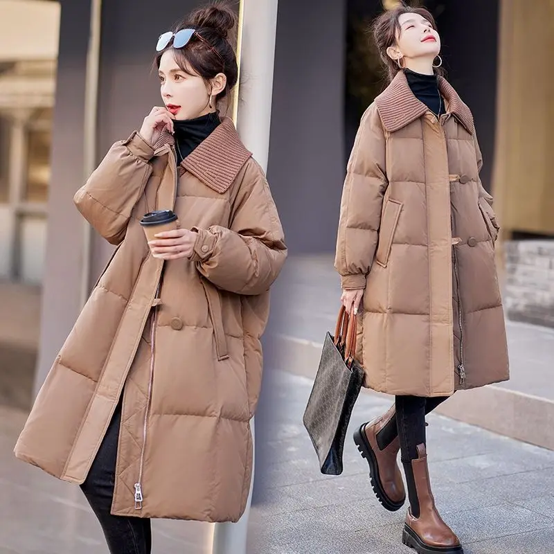 2025 nuevo abrigo de invierno Parkas para mujer chaqueta Parka informal cálida chaquetas largas forro grueso negro caqui ropa de nieve prendas de vestir para mujer