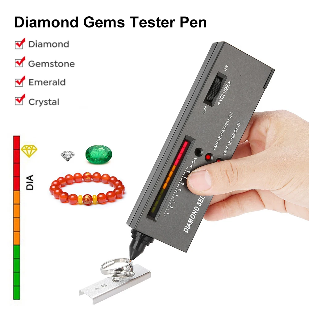 High Accuracy Diamond Tester 2 Gemstone Gem Selector Jewelry Watcher Tool LED Diamond Indicator Test Pen