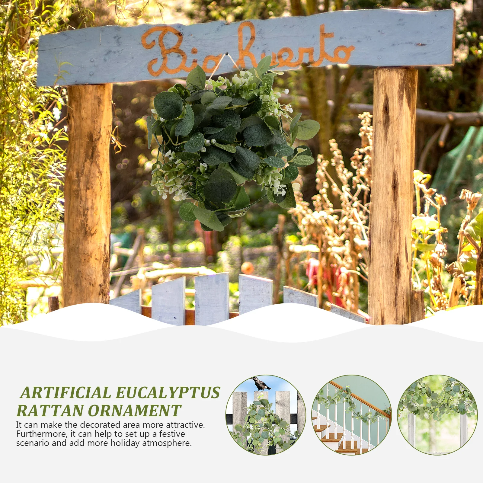 

Artificial Eucalyptus Rattan Ornament Vine Garland Fake Greenery Hanging Decor For Indoor Outdoor Wall Party Festival
