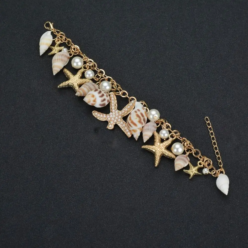 Sea Series Shell Starfish Bracelet Ornaments Imitation Pearl Bohemian Shell Beads Bracelets Adjustable High-end