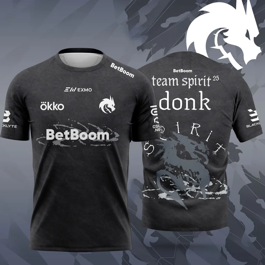 2026 EWC Team Spirit Champion CS2 Esports Uniforms Donk MVP T Shirts CSGO Game Training Clothes Men's and Women's Sports Jersey