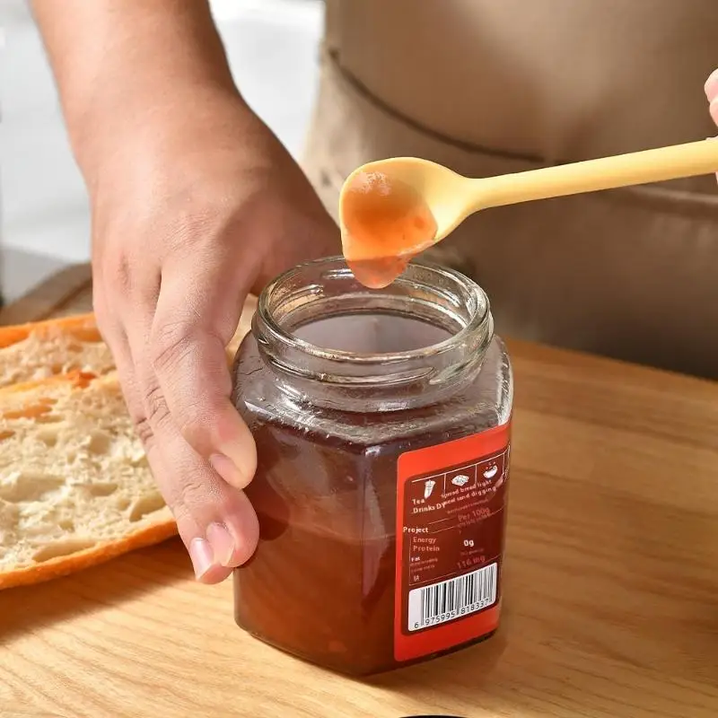 Mini double-ended silicone scraper, two-in-one spatula, jam jar, cosmetic bottle, jam condiment spoon and scraper set