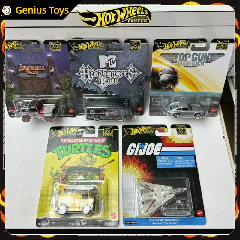 

Hot Wheels Premium POP Culture 1:64 Литая под давлением модель автомобиля Набор из 5 предметов Porsche 911 Jeep Party Wagon Combat Jet Коллекционный автомобиль из сплава