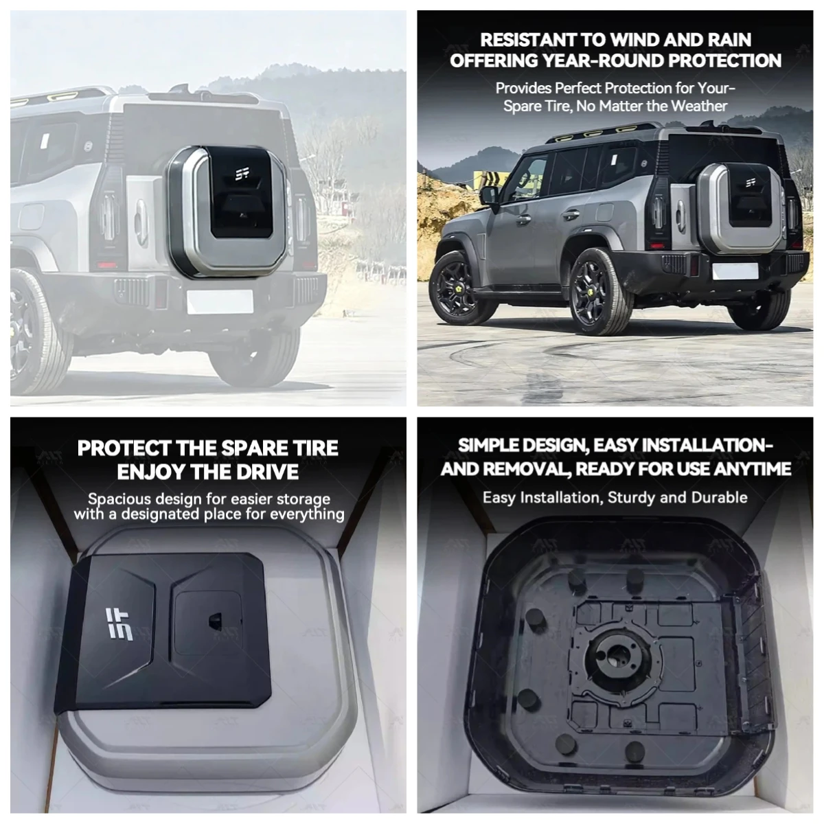 Hot selling:High Quality Exterior Accessories ABS Tire Cover Steel Waterproof Wheel Spare Tire Cover for