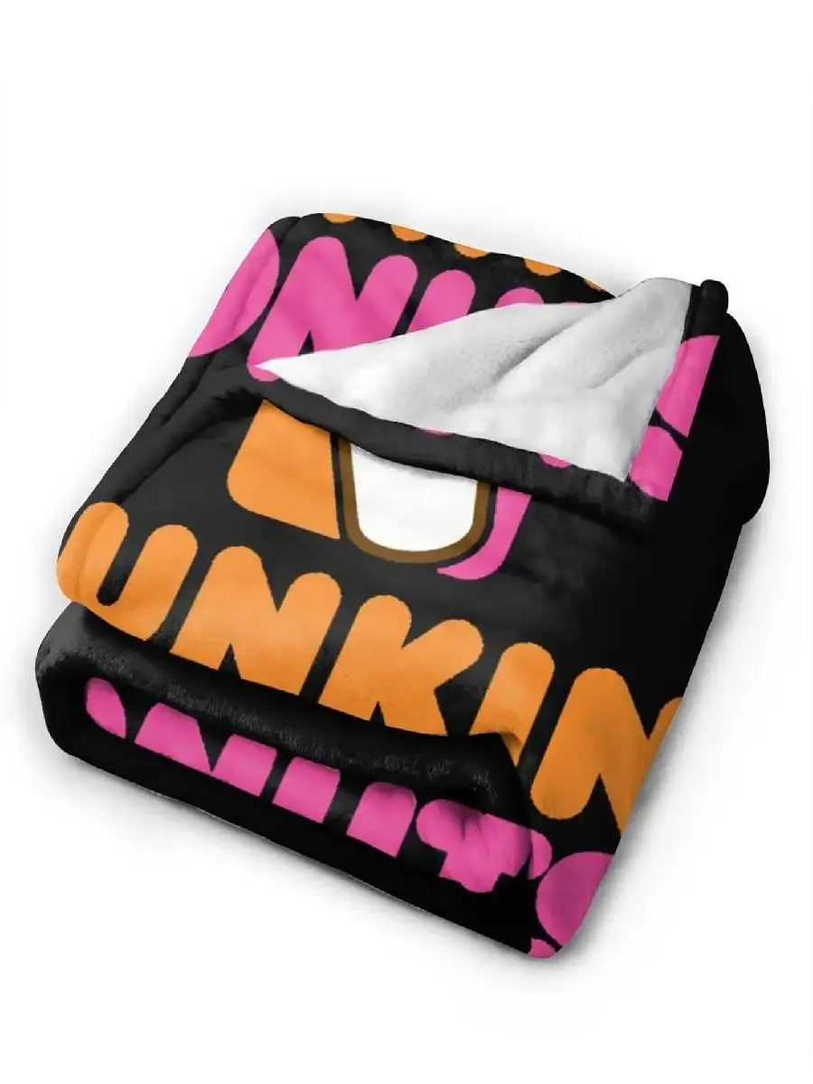 Dunkin Donuts Logo D Flannel Fleece Throw Blanket Reversible Soft Warm Cozy Fall Winter Home Travel Blankets view 2