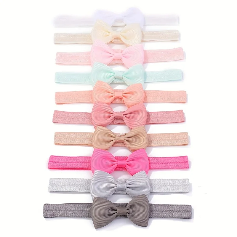 6-10 Stück Einfarbige Ripsband-Haarschleifen für Babymädchen, Elastische Haarbänder, Haaraccessoires für Kleinkinder