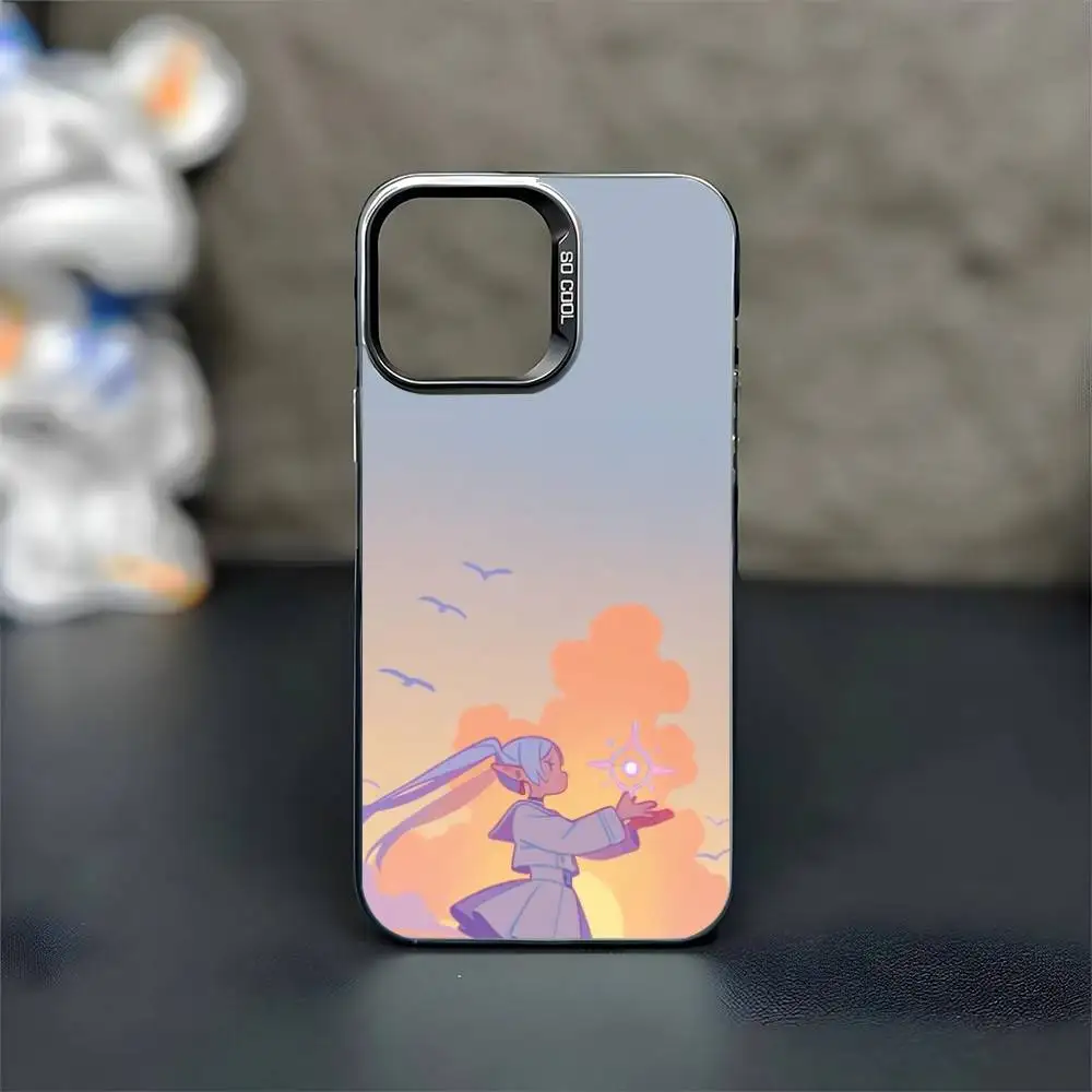 Funda de teléfono Anime Frieren Beyond Journeys End para iPhone17,16,15,14,13,12,11 Plus,Pro Max, funda negra mate a prueba de golpes