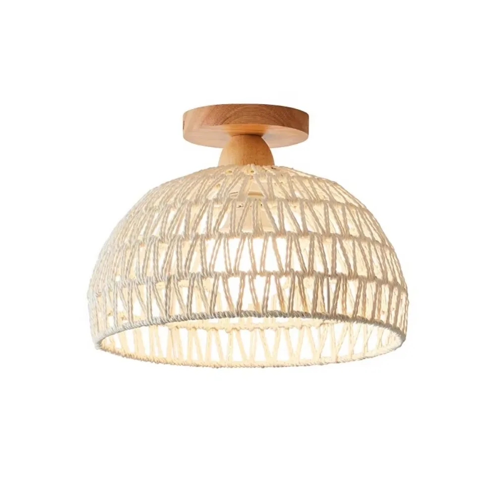 

Boho Rattan Ceiling Light Fixtures Flush Mount Ceiling Light Hand-Woven Chandelier Wooden Base for Hallway Bedroom Kitchen 30CM