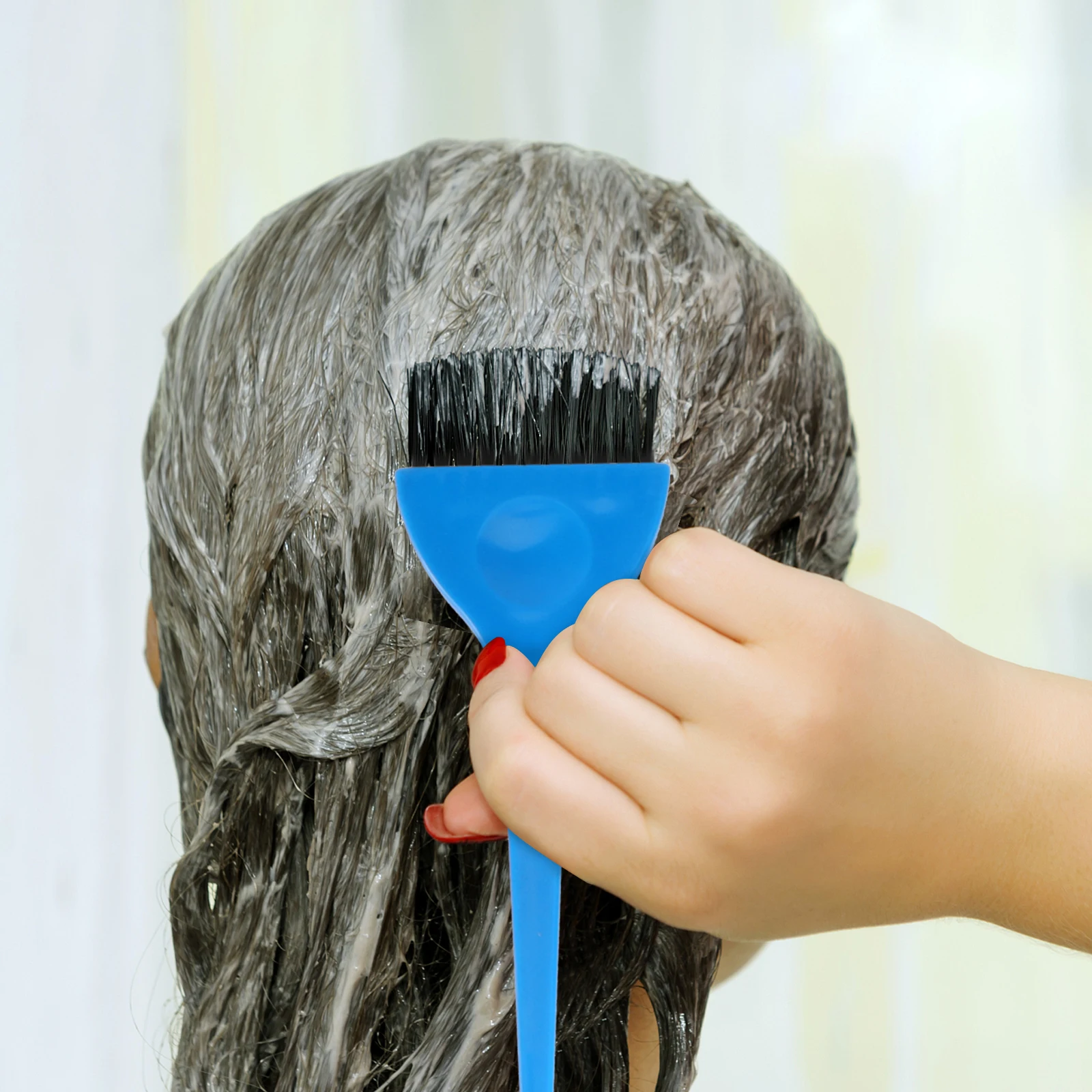 Kit per colorare i capelli da 5 pezzi Set completo di strumenti per tinture Nessun disordine Ciotola per tinture per capelli in plastica riutilizzabile facile da pulire per uso in salone o fai da te Blu