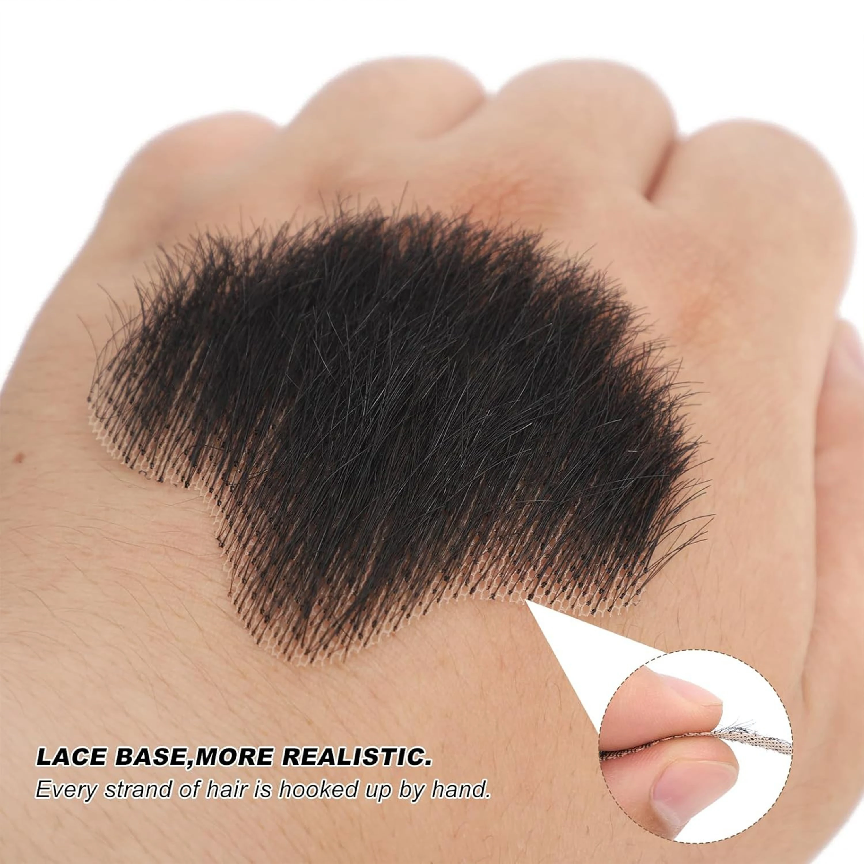 Künstlicher Bart, Echthaar, realistischer Schnurrbart, weiche Spitze, unsichtbarer Kostümbart, künstliches Gesichtshaar für Party/Drama/Film/Make-up/Cosplay – Detail 4