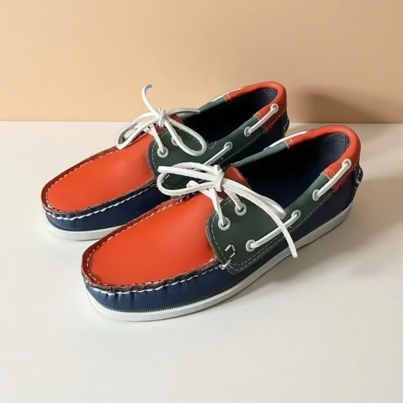 

Мужские лоферы ручной работы, обувь для вождения из натуральной кожи, ретро-дизайнерские модные топсайдеры, мужские туфли на плоской подошве