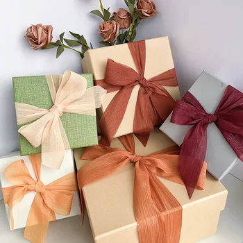 Ruban scintillant argenté en mousseline de soie, accessoires en maille froissée, nœud froissé en soie brillante, boîte-cadeau, paquet de fleurs, ruban d'emballage en fil