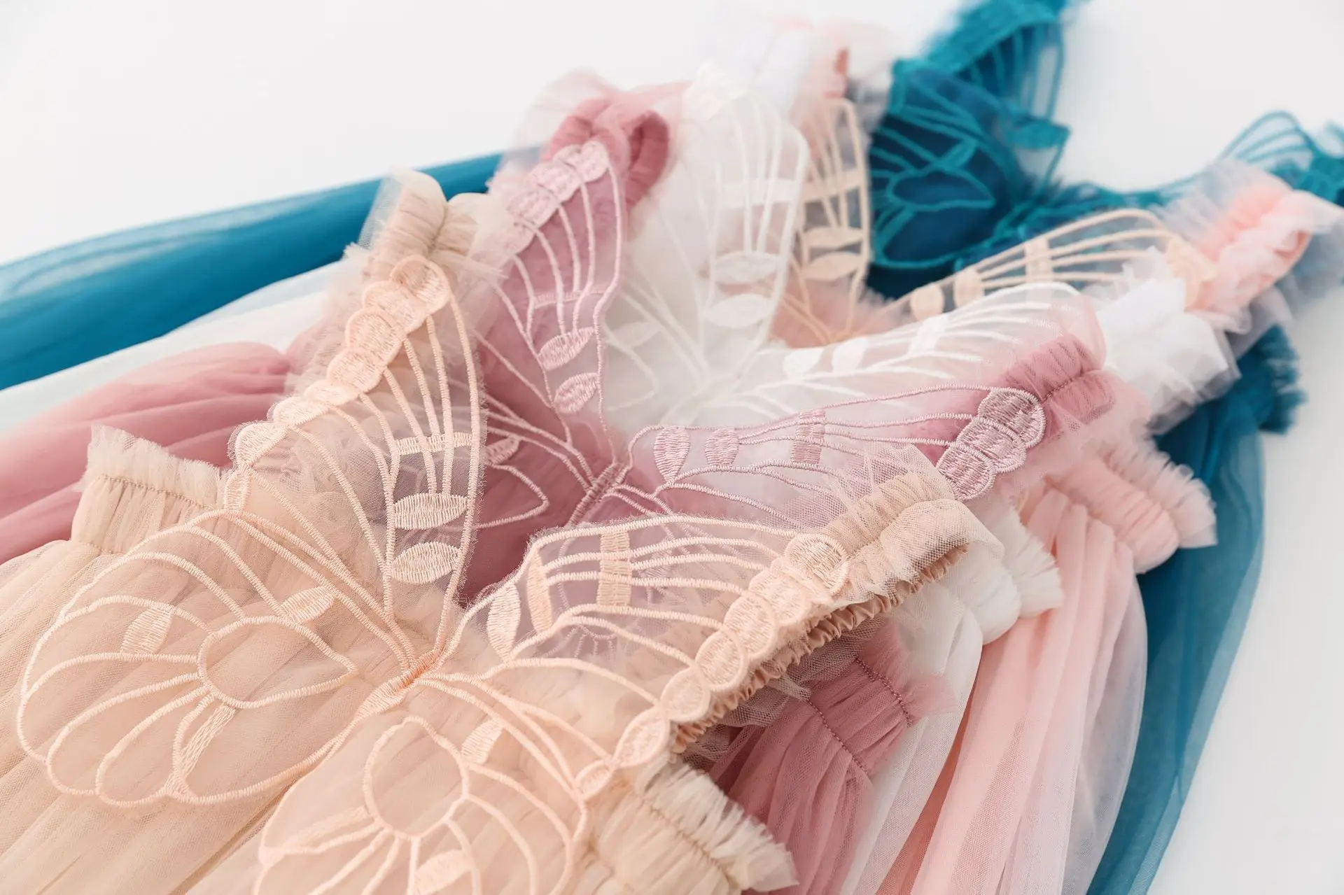 Summer 3D Angel Wings Fairy Princess Tulle Dress Birthday Strap Dress For Baby Girl Clothes Mesh Tutu Dresses Kid Party Costume