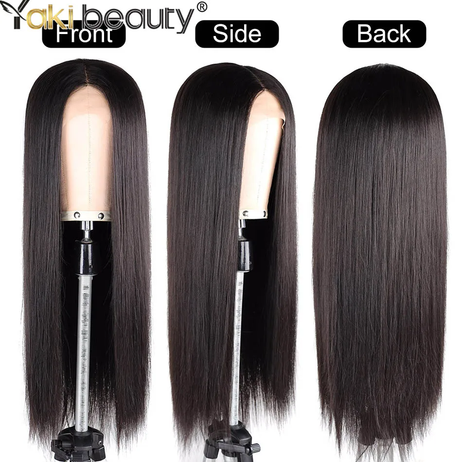 Synthetic T Part Lace Front Wigs 28inch/70cm Long Straight Middle Part Lace Wig Heat Resistant Fiber Hair  for Black Women