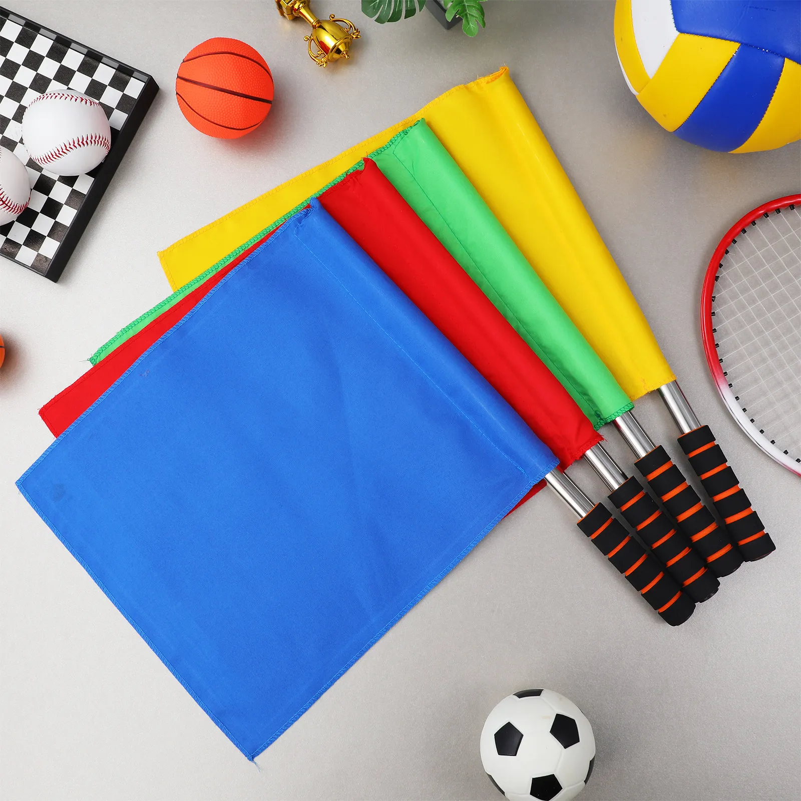 

4Pcs Heavy Duty Conducting Flags with Comfortable Stainless Steel Handles for Sports Refereeing Racing Car Events