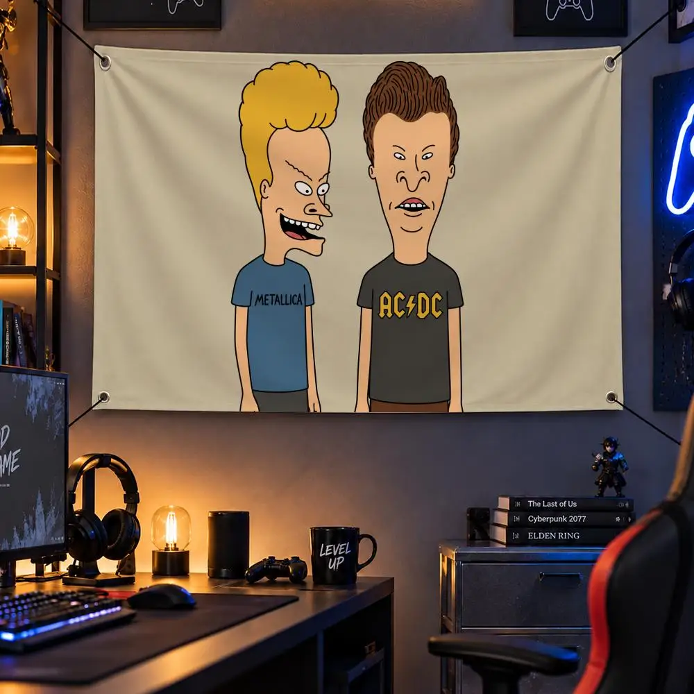 Cartoon B-Beavis And Butthead Flags Personalized Flag Room Dorm Camping Picnic Garage Bar Indoor Outdoor Wall Decor