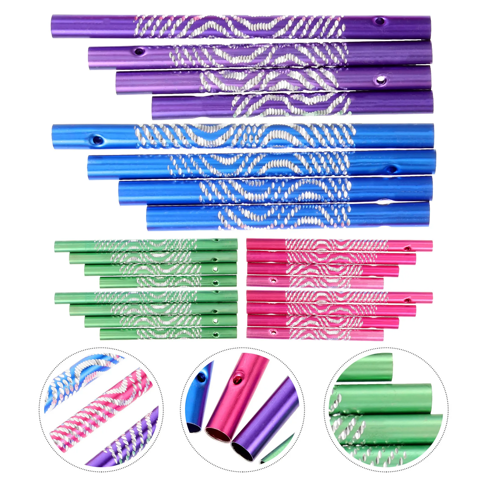 

24Pcs Wind Chime Metal Tubes DIY Craft Making Supplies Pre-Drilled for Easy Hanging Relaxing Garden Decor DIY Wind Chime Tubes