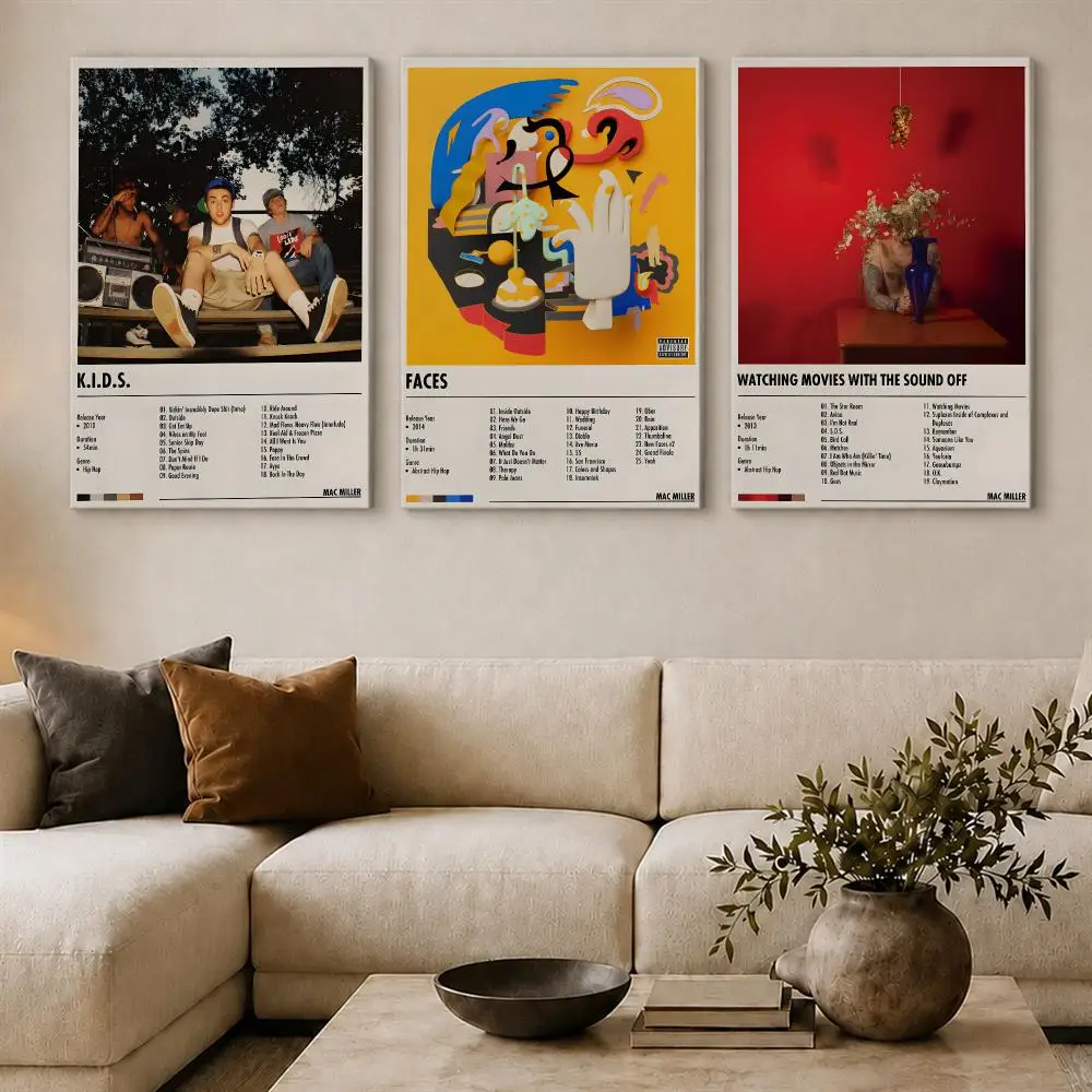 Popular Singer M-Mac Miller Poster Framed Canvas Wall Art Gallery Wrapped Ready To Hang Living Room Bedroom Home Decor