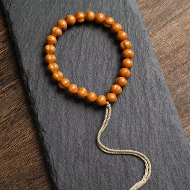Finely Polished Monkey Bodhi Bracelet, Peach-Shaped Carving, New Style, Single Strand